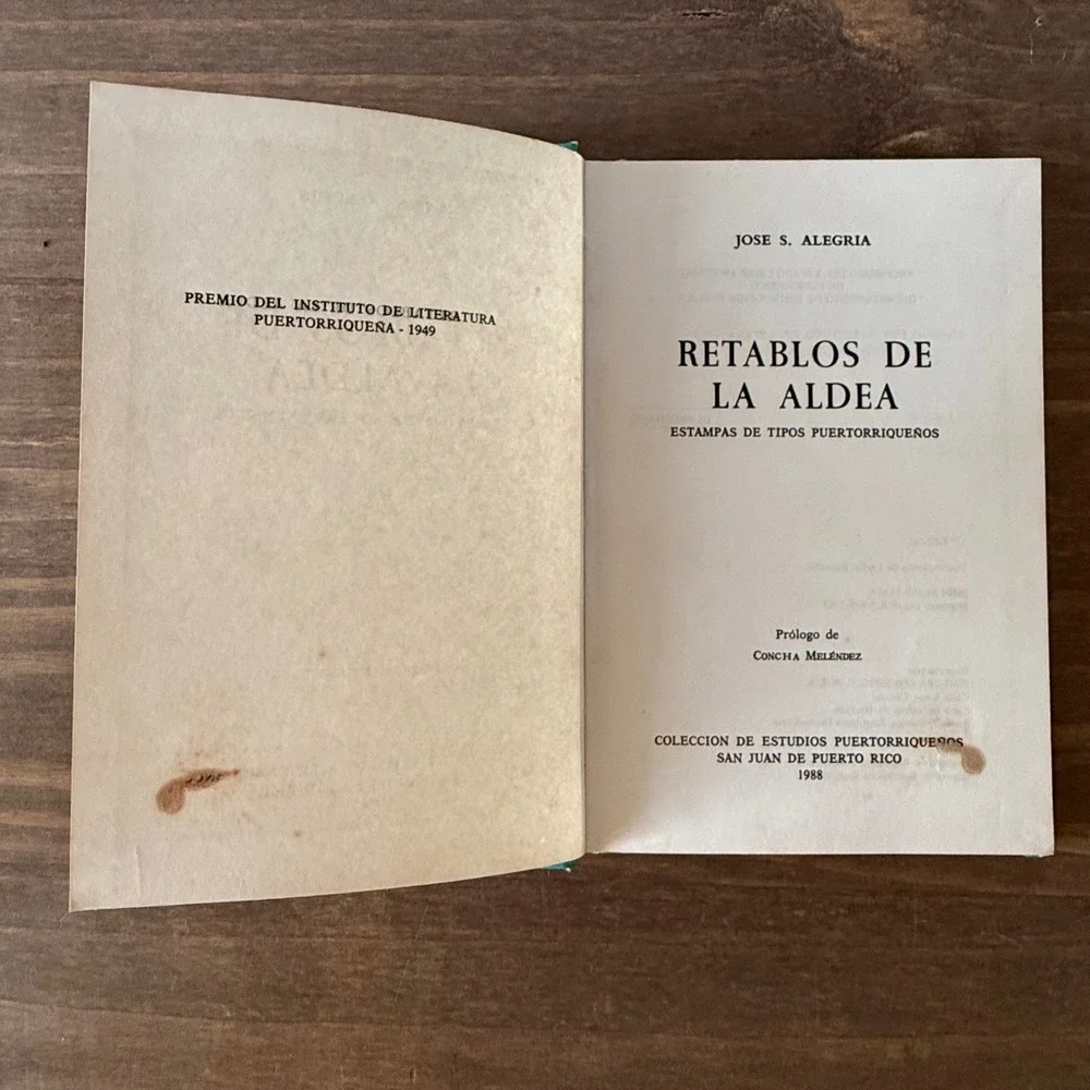 Retablos de la Aldea Jose S Alegria 1988 Puerto Rico Literature Hardcover Book
